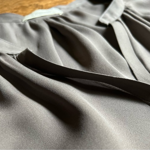 Taupe Silk Batwing Blouse, Minimalist Peasant Blouse, Pharaoh - Picture 3 of 7